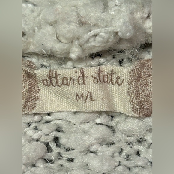 Altar'd State White Striped Eyelash Cardigan Sweater Open Front Pockets Size M/L - Picture 5 of 10